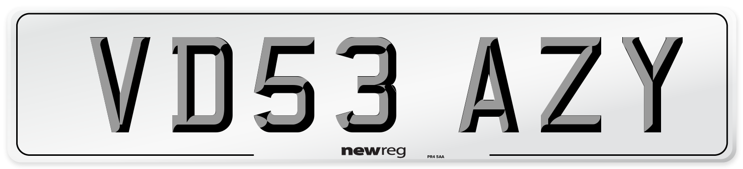 VD53 AZY Number Plate from New Reg